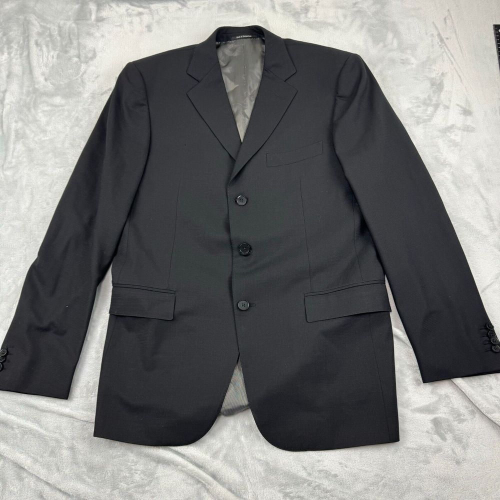 Ermengildo Zegna Suit Jacket Mens 42 Black Squares Blazer Sport Coat - Picture 8 of 16